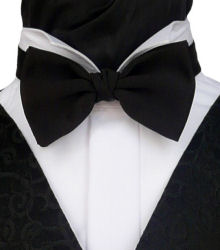 Traditional Waistcoats : Black, Evening Waistcoats & Party Waistcoats : Featured Neckwear - Black Satin Bow Tie