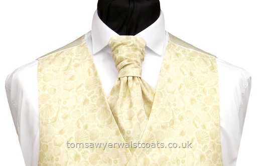 Wedding Waistcoats : Beach Wedding Waistcoats : Featured Neckwear - Cream/Natural Shell Pre-Tied Scrunchie