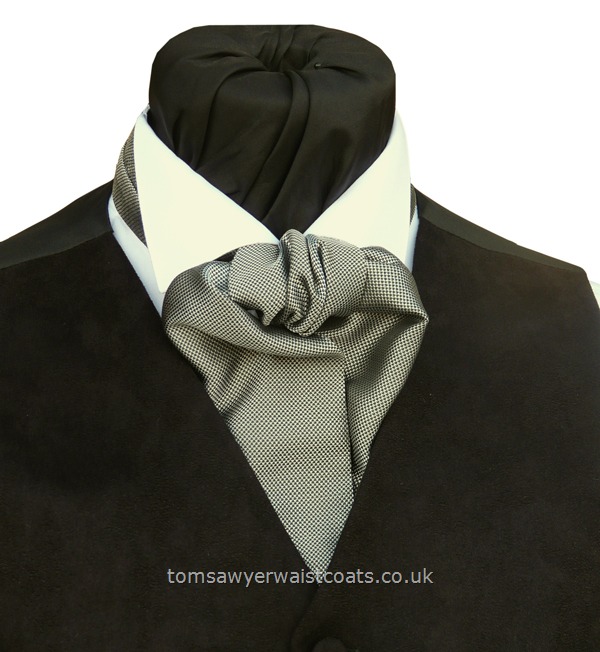 Neckwear : Cravats (Self-tie) : Mayfair Silver Grey Self Tie Wedding Cravat with matching hankie