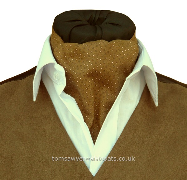 Neckwear : Papworth Pre-Tied Day Cravats : Ruston Sandy Brown Cotton Papworth Pre-tied Day Cravat