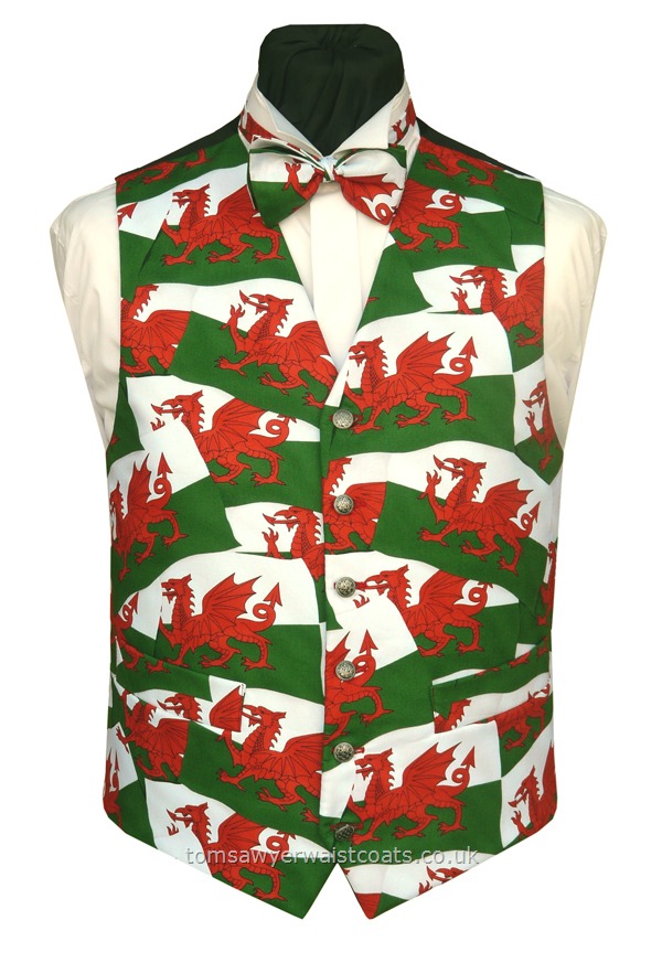 Fun Waistcoats : More Fun Waistcoats : Welsh Dragon Flag "Baner Cymru" Waistcoat