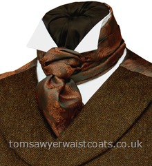 'Darcy' Scarf-Cravat in Copper & Pewter Paisley