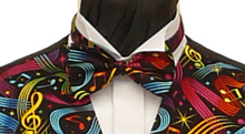 Bright colours on a black background. Style- Pre-Tied Bowtie- Colour- Bright Multi Colours on black- Fabric- Cotton print-