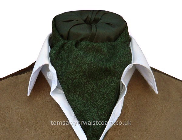 Neckwear : Day Cravats (Self-tie) : Dark Green Leaf Pattern Day Cravat (Self-tie)