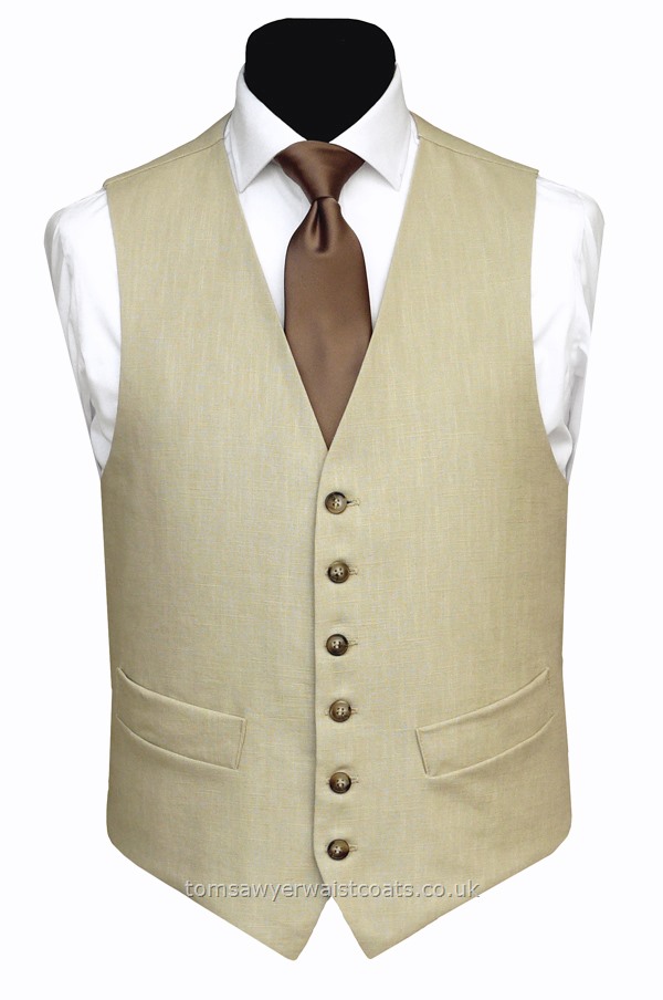 Traditional Waistcoats : Informal Waistcoats & Gentleman's Waistcoats : Natural 100% Linen Casual Waistcoat