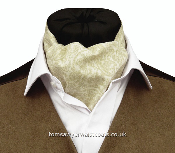 'Sandringham' Cream Cotton Paisley Day Cravat (Self-tie)