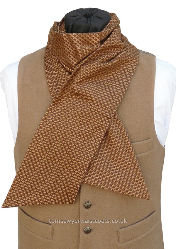 A lightweight scarf in a soft 'cuddle fleece' brushed 100% cotton. - Neckwear Style- Scarf- Fabric- 100% Cotton- Colour- - Russet and light brown-