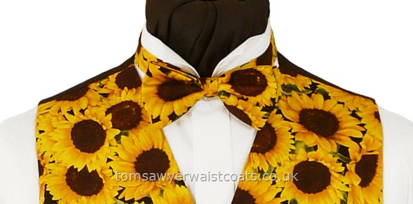 Matching our sunflowers waistcoat. Ready tied bow tie. - Style- Pre-Tied Bowtie- Colour- Sunflowers- as image- Fabric- Cotton-