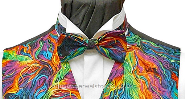 Matching our Funky Bright waistcoat. Ready tied bow tie. - Style- Pre-Tied Bowtie- Colour- Multi Bright-as image- Fabric- Cotton-
