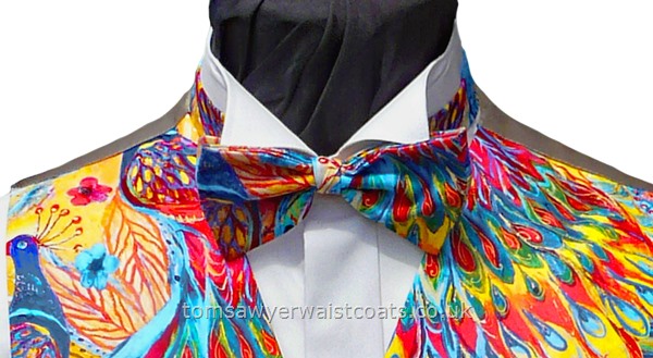 Matching our Painted Peacocks waistcoat. Ready tied bow tie. - Style- Pre-Tied Bowtie- Colour- Multi as image- Fabric- Cotton-