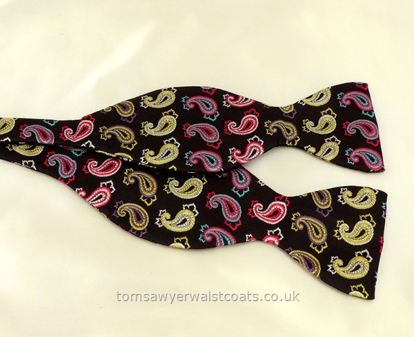 Neckwear : Bowties (Self-tie) : Multicoloured Paisley Patterned Silk Self-Tie Bowtie