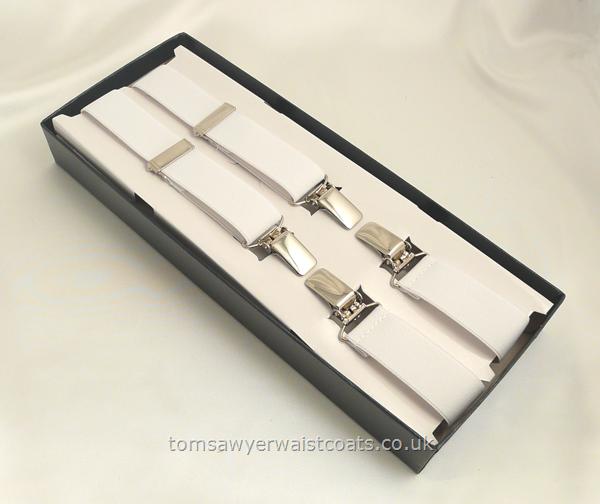 Gifts & Accessories : Braces : White Clip-On Braces with Silver Clips