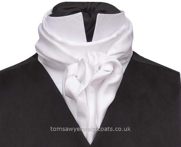 Traditional Waistcoats : Steampunk Waistcoats : Featured Neckwear - White Silk D'Arcy Scarf/Cravat
